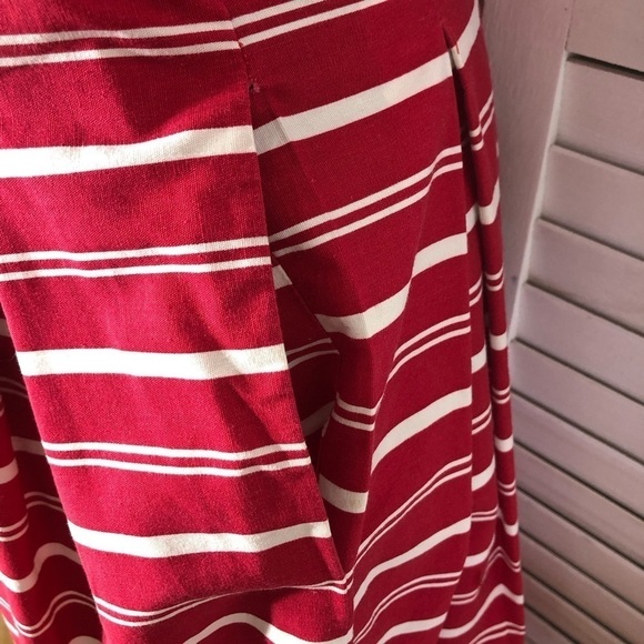 Vintage 80s Lucy Red and White Striped Cotton Nautical Midi Dress S - Picture 11 of 13